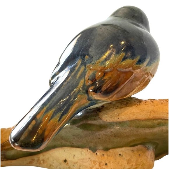 Ceramic Drip-Glazed Blue Bird Leaf Serving Dish, Candy Nut Tray Sculpture-ZQQQC - Picture 10 of 16